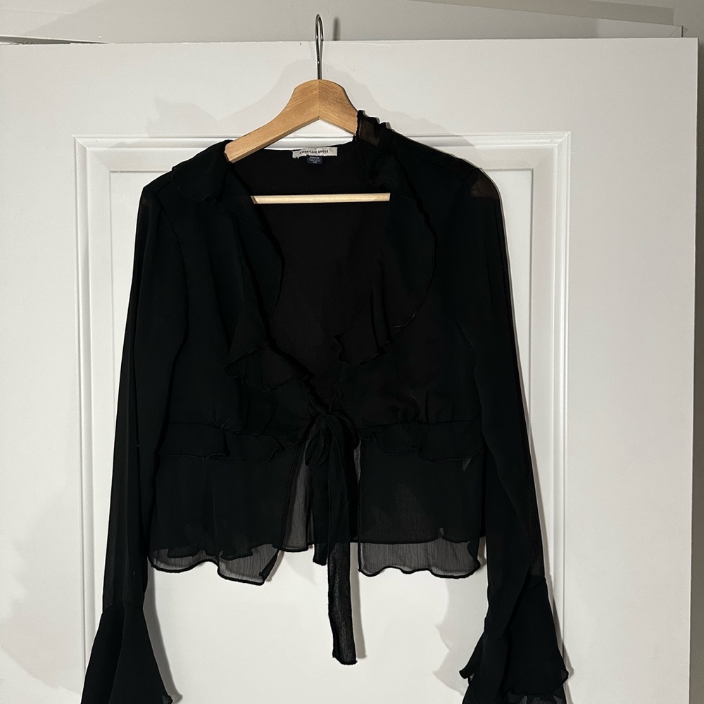 American Eagle Outfitters Black Sheer Blouse
